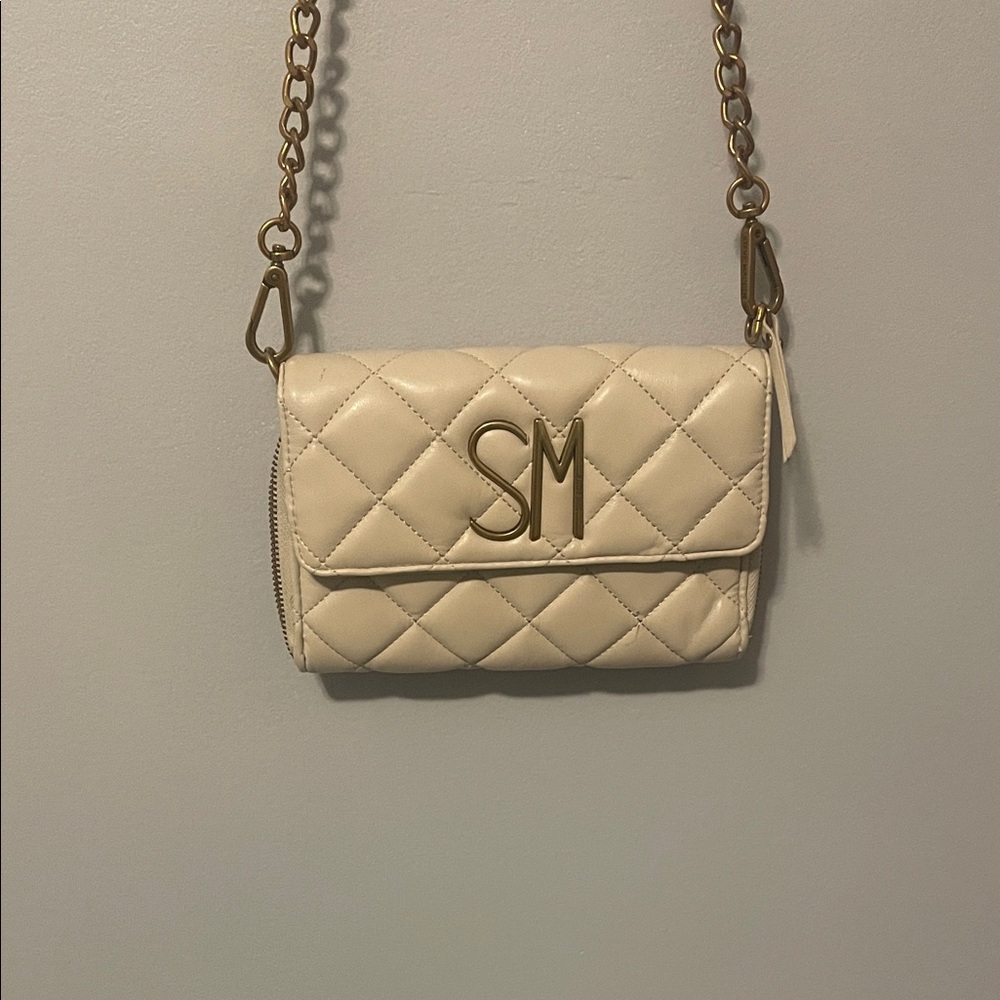 Steve Madden Quilted Cream‎ Crossbody with Gold Chain